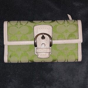 Green Coach trifold wallet